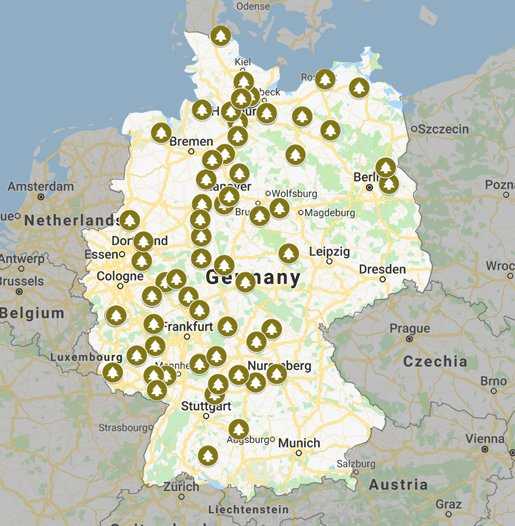 Karte Ruheforst-Wälder in Deutschland